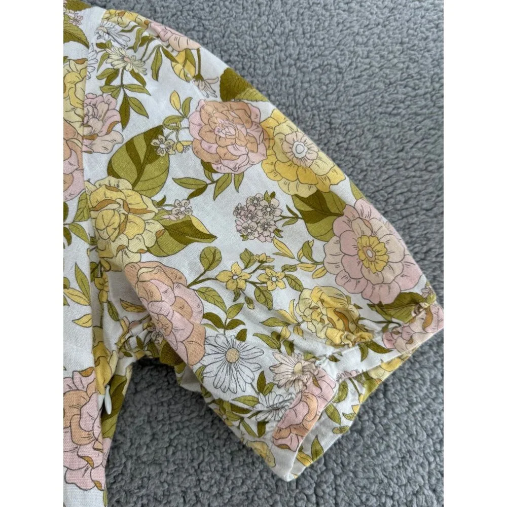 Who What Wear Drawing Room Floral Bishop Sleeve Tie-Back Dress Puff Sleeves XL - Picture 5 of 8